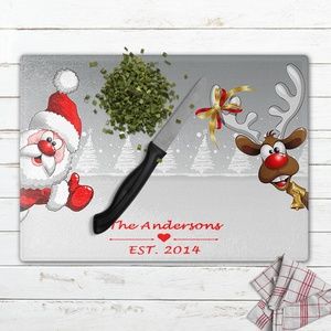 Personalized Holiday Glass Cutting Board